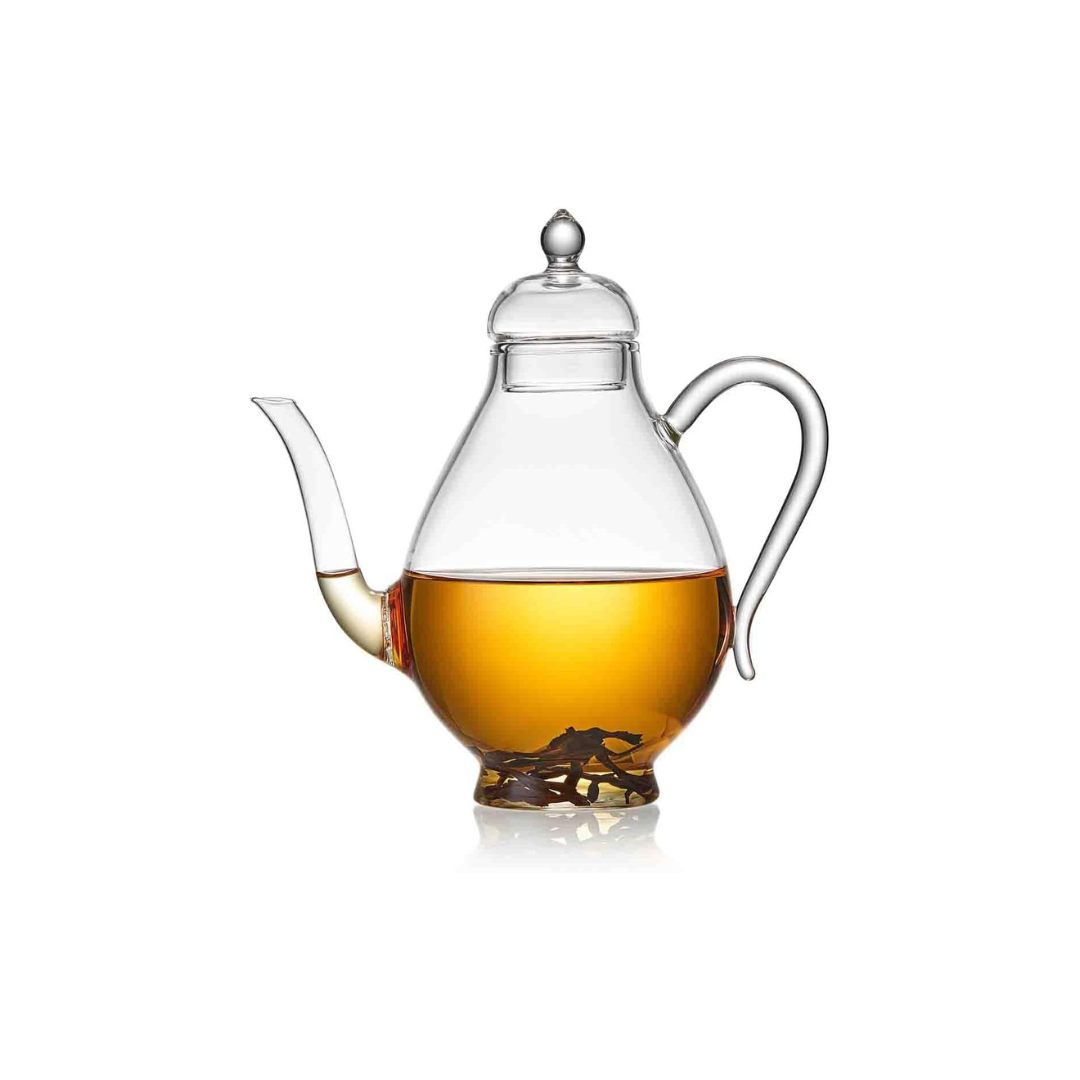 Heat-Resistant Glass Small Teapot – 430ml Transparent Single Serve Jar
