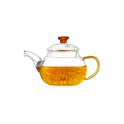 Mini Heat-Resistant Glass Teapot – 325ml Handmade Style Single Serve