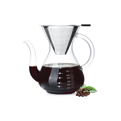 Pokaloti Coffee Server – 1000ml Heat-Resistant Glass Drip Coffee Maker with Stainless Steel Filter