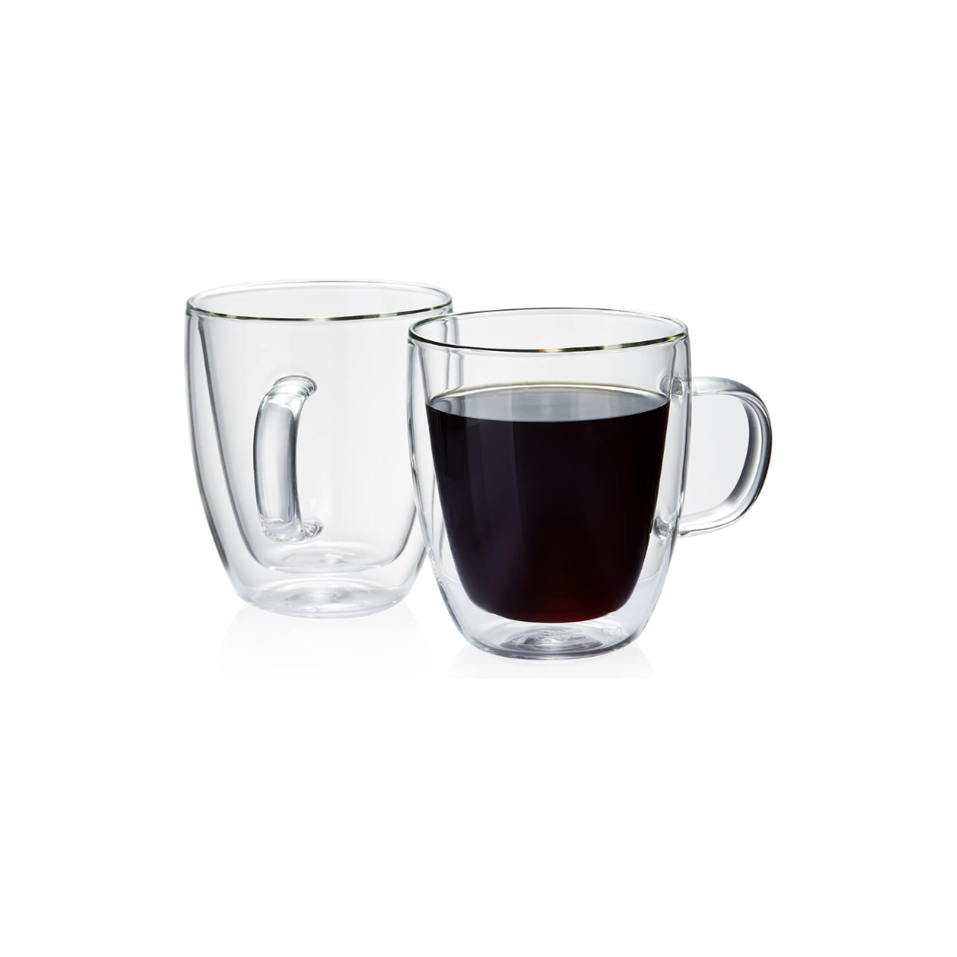 Double-Wall Glass Coffee Cups – 400ml Set of 2 Heat-Resistant Borosilicate Mugs