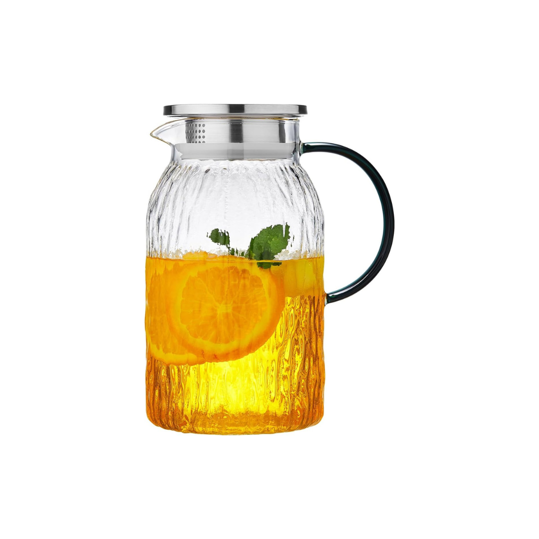 Pocarati Heat-Resistant Glass Pitcher – 1500ml Wood Grain Design Water Carafe