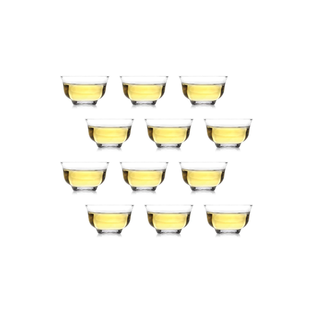 Pokaloti Yunomi Heat-Resistant Glass Cups – 35ml Set for 12 Guests