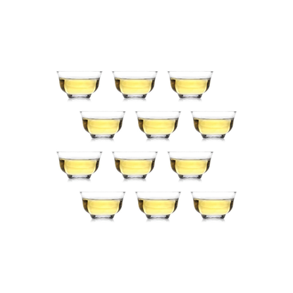 Pokaloti Yunomi Heat-Resistant Glass Cups – 35ml Set for 12 Guests