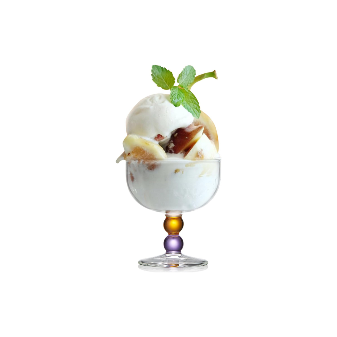Pocaroty Parfait Glass – 220ml Dessert Cup with Amber Purple Handle