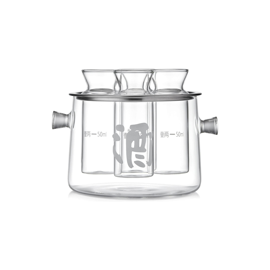 Heat-Resistant Glass Sake Set – Tokkuri Sake Carafe with Measuring Marks