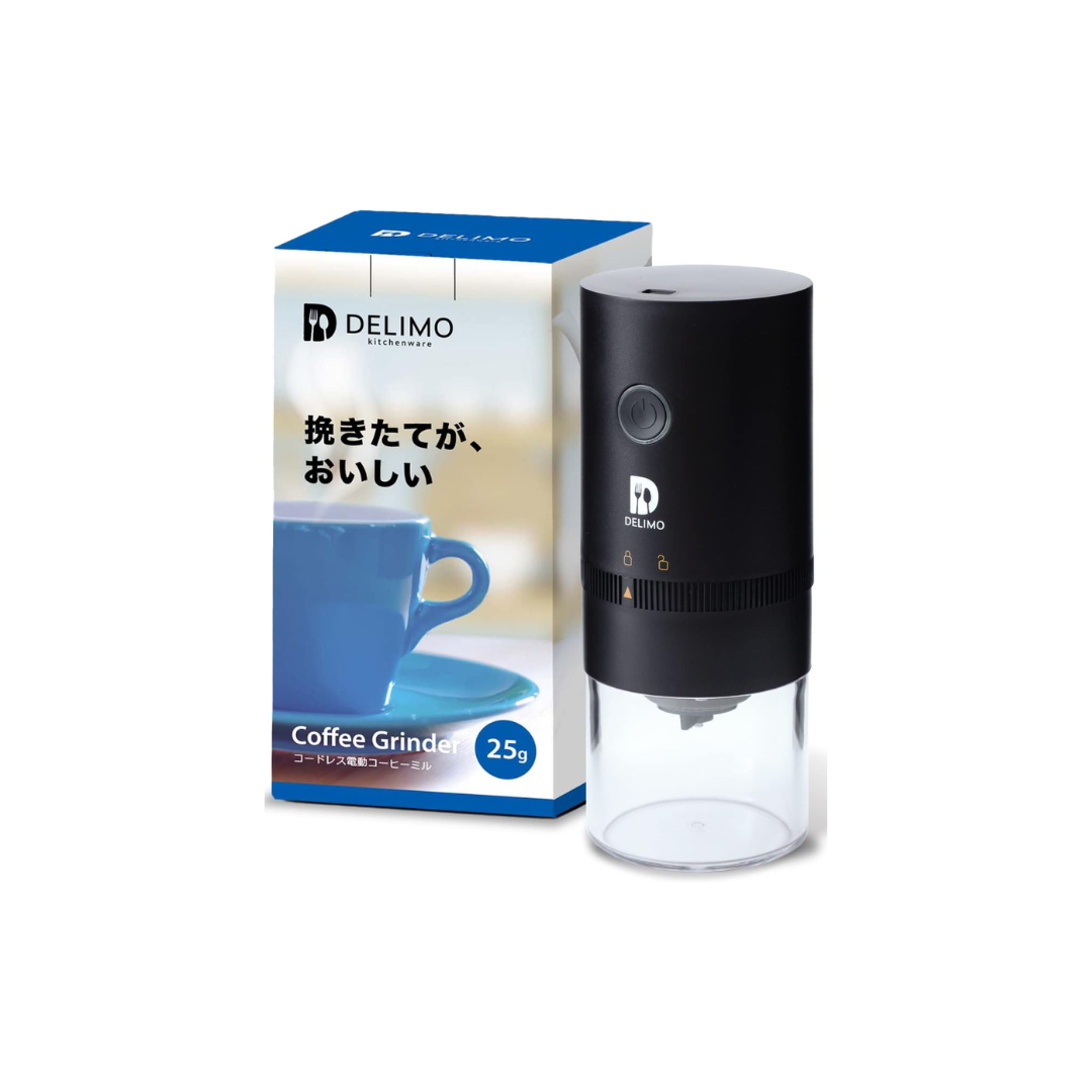 Delimo Cordless Electric Coffee Grinder – USB Rechargeable, Washable Mortar-Style Grinder for Coffee Beans, Spices &amp; Herbs