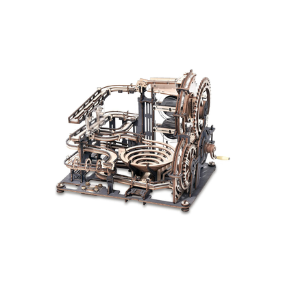 ROBOTIME Hand Crank Waterwheel Coaster 3D Wooden Puzzle – DIY Mechanical Model Kit for Adults &amp; Kids