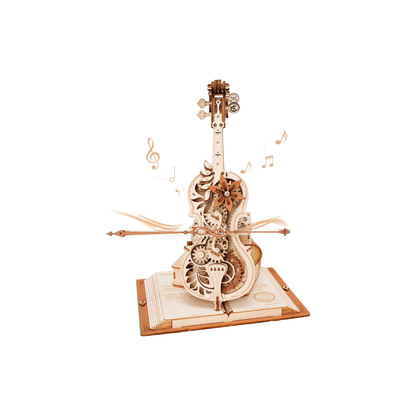 ROBOTIME DIY Music Box 3D Wooden Puzzle – Mechanical Model Kit with Automatic Playback, Educational Craft Toy