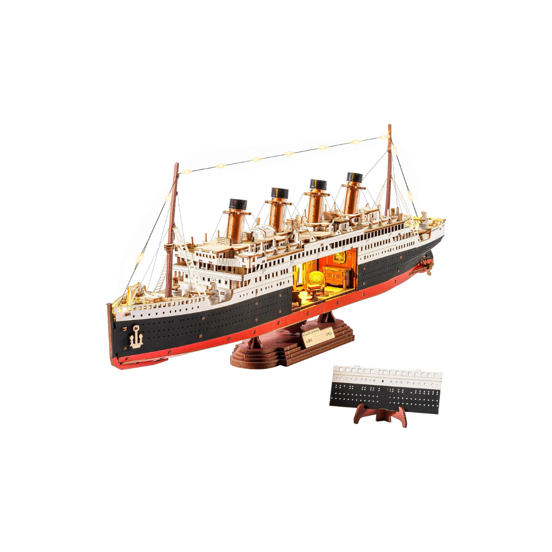 ROBOTIME 3D Wooden Sailing Ship Puzzle – DIY Sailboat Model Kit, Educational Craft Assembly Toy for Teens &amp; Adults Ages 14+