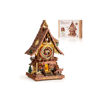 ROBOTIME Dove Clock 3D Wooden Puzzle with LED Lights – DIY Mechanical Clock Model Kit, STEM Educational Craft for Teens &amp; Adults