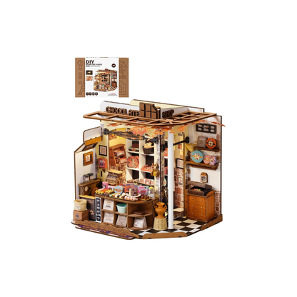ROBOTIME DIY Miniature House Dollhouse Kit with LED Light – Handmade Mini Model, Figures &amp; Accessories Craft Set for Kids and Adults