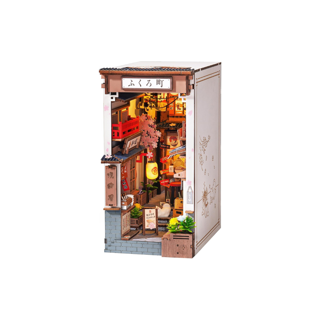ROBOTIME Japanese Izakaya Book Nook Kit – 3D Wooden Puzzle Miniature House DIY Craft &amp; Bookshelf Decoration
