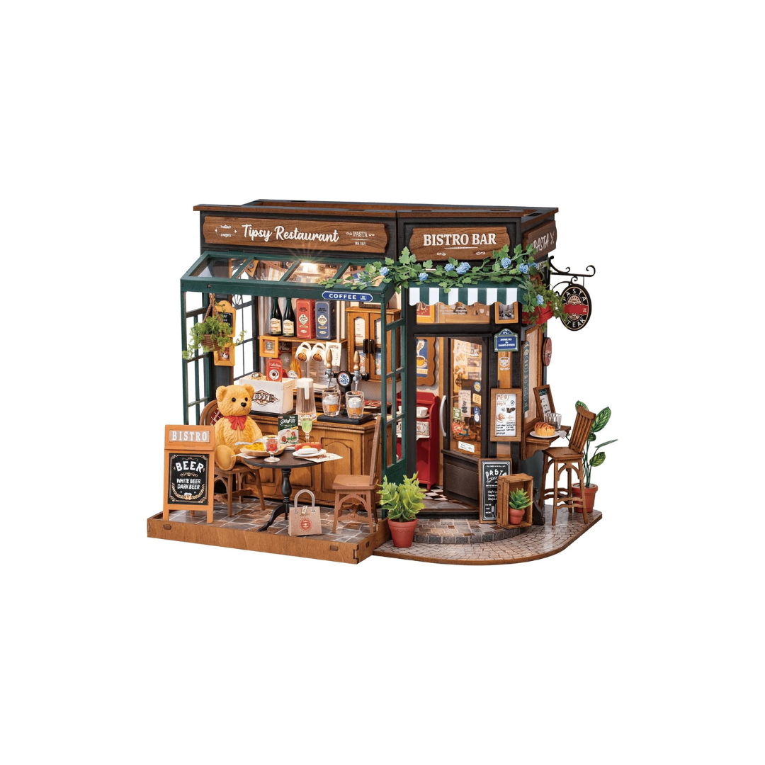 ROBOTIME DIY Miniature House Dollhouse Kit – Handmade Wooden Puzzle Model with Interior Décor for Kids &amp; Adults