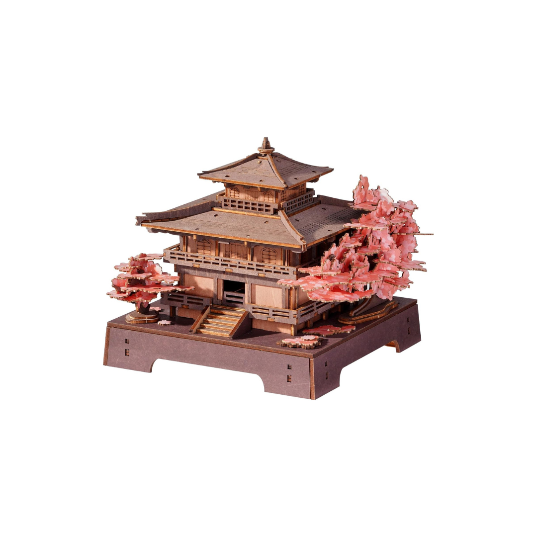 ROBOTIME TGA07 Cherry Blossom 3D Wooden Puzzle – DIY Architectural Model Kit, Japanese-Inspired Home Décor &amp; Educational Craft