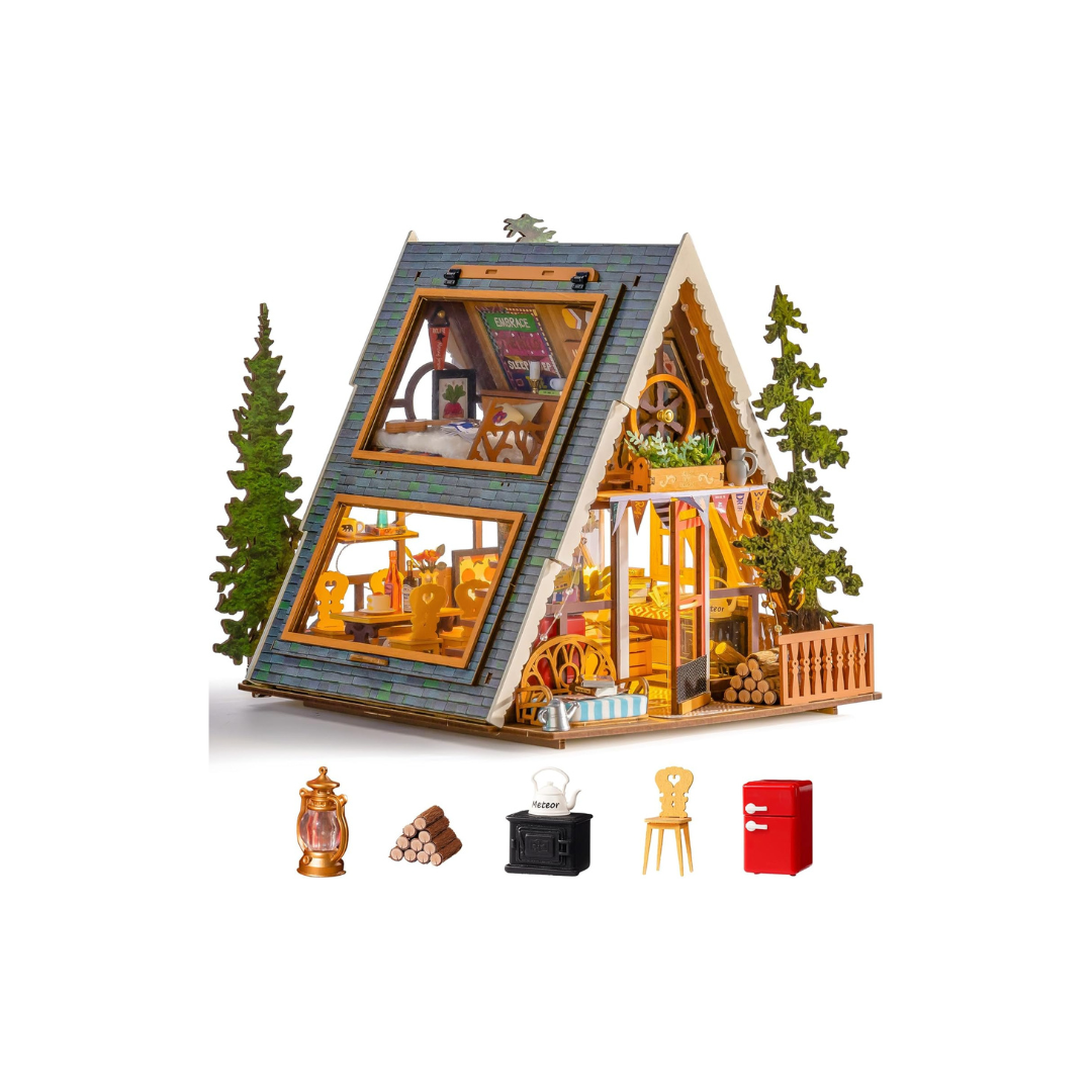 ROBOTIME DIY Miniature Dollhouse Kit – Mini House Model with Figures &amp; Accessories, Creative Craft Gift for Kids &amp; Adults