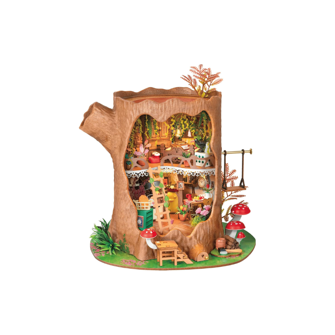 ROBOTIME DG179 Tree House DIY Miniature Dollhouse Kit – Handmade Mini Model with Figurines &amp; Accessories for Kids and Adults