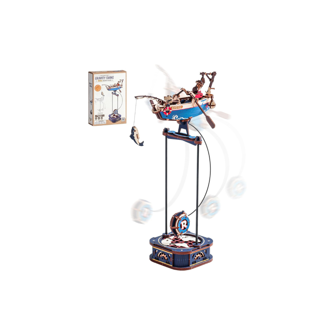 ROBOTIME Marine Gravity Swing Aircraft 3D Wooden Puzzle – DIY Model Building Kit for Adults &amp; Teens Ages 14+
