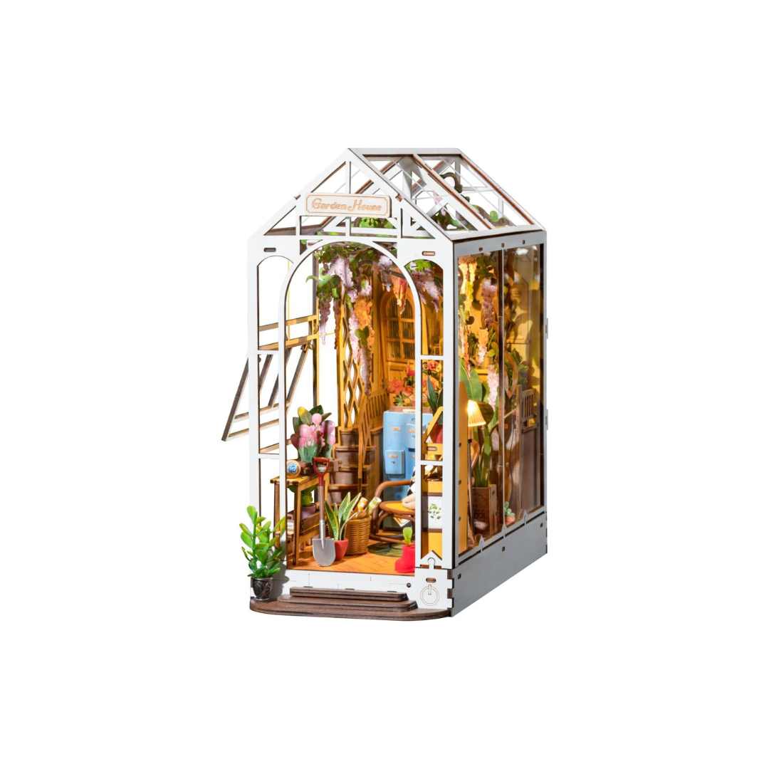 Rolife Flower Shop Book Nook Kit | DIY Wooden Miniature Dollhouse with LED Light