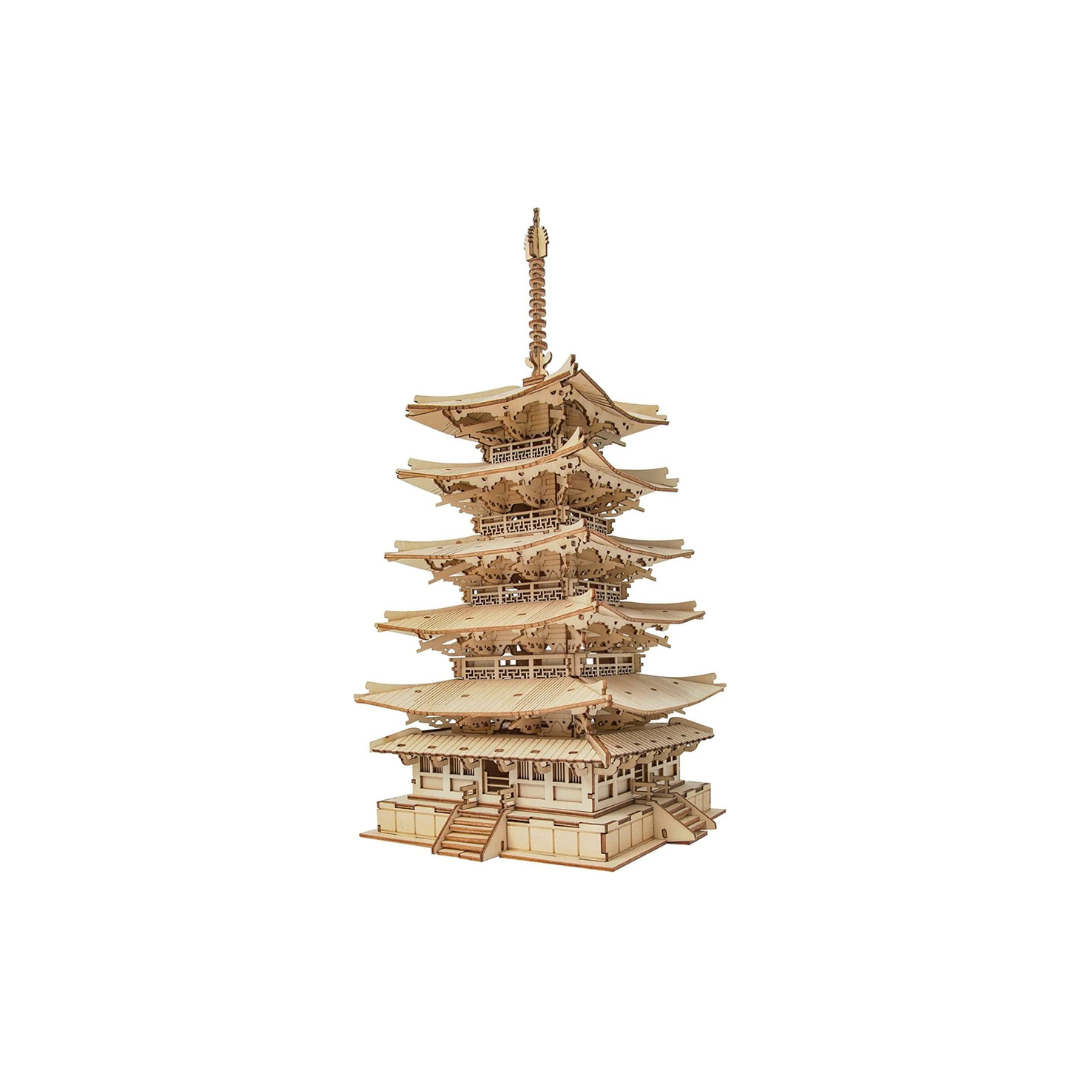Rolife Five-Tier Pagoda 3D Wooden Puzzle | DIY Craft Model Gift for Kids &amp; Adults