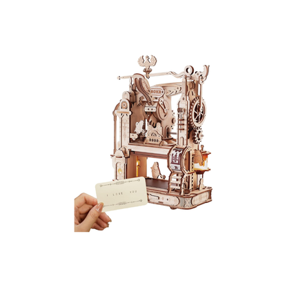 ROKR Printing Machine 3D Wooden Puzzle | DIY Mechanical Stamp Printer Model Kit