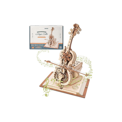 ROKR Magic Cello 3D Wooden Puzzle | DIY Mechanical Music Box Craft Kit for Adults