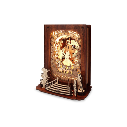 FUNPOLA Alice in Wonderland 3D Wooden Puzzle Night Light | DIY LED Book Lamp
