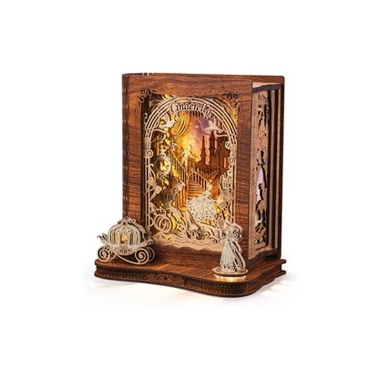 FUNPOLA Cinderella Story Book Lamp 97 Pieces 3D Wooden Puzzle | DIY LED Night Light