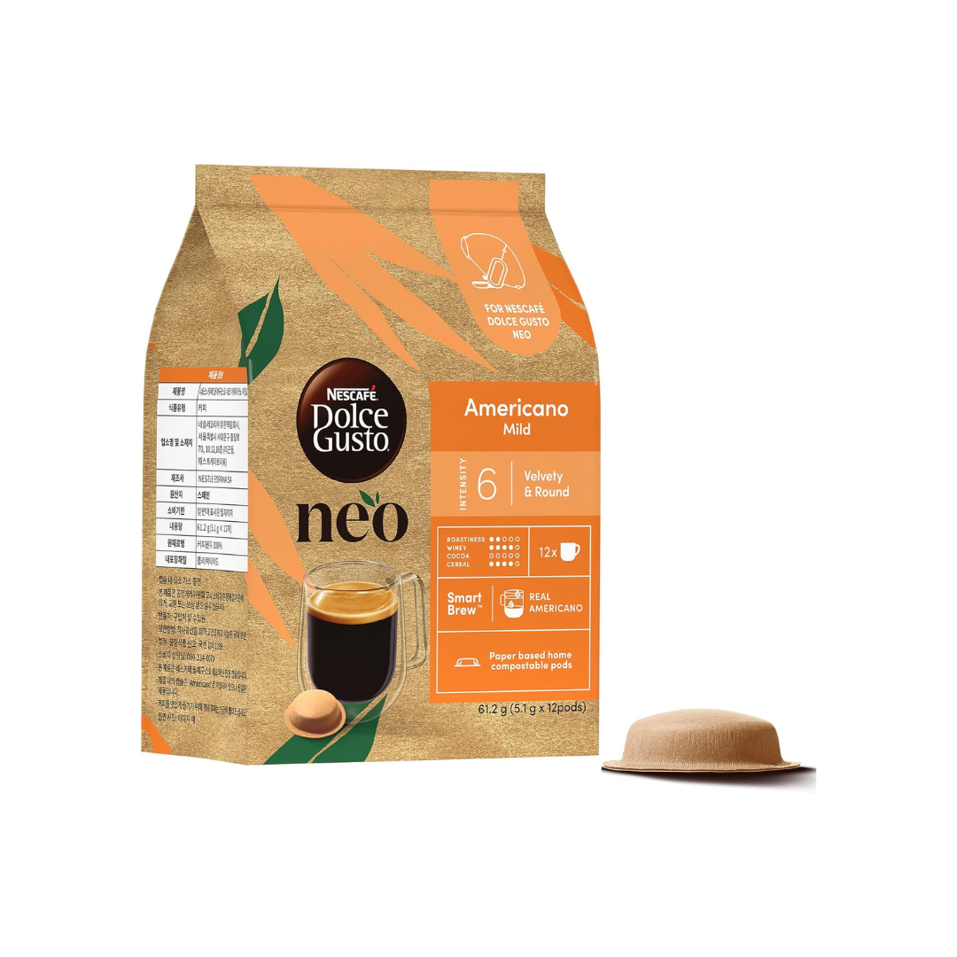 Nescafé Dolce Gusto Neo Exclusive Americano Light Blend Coffee Pods 12P – Smooth Black Coffee