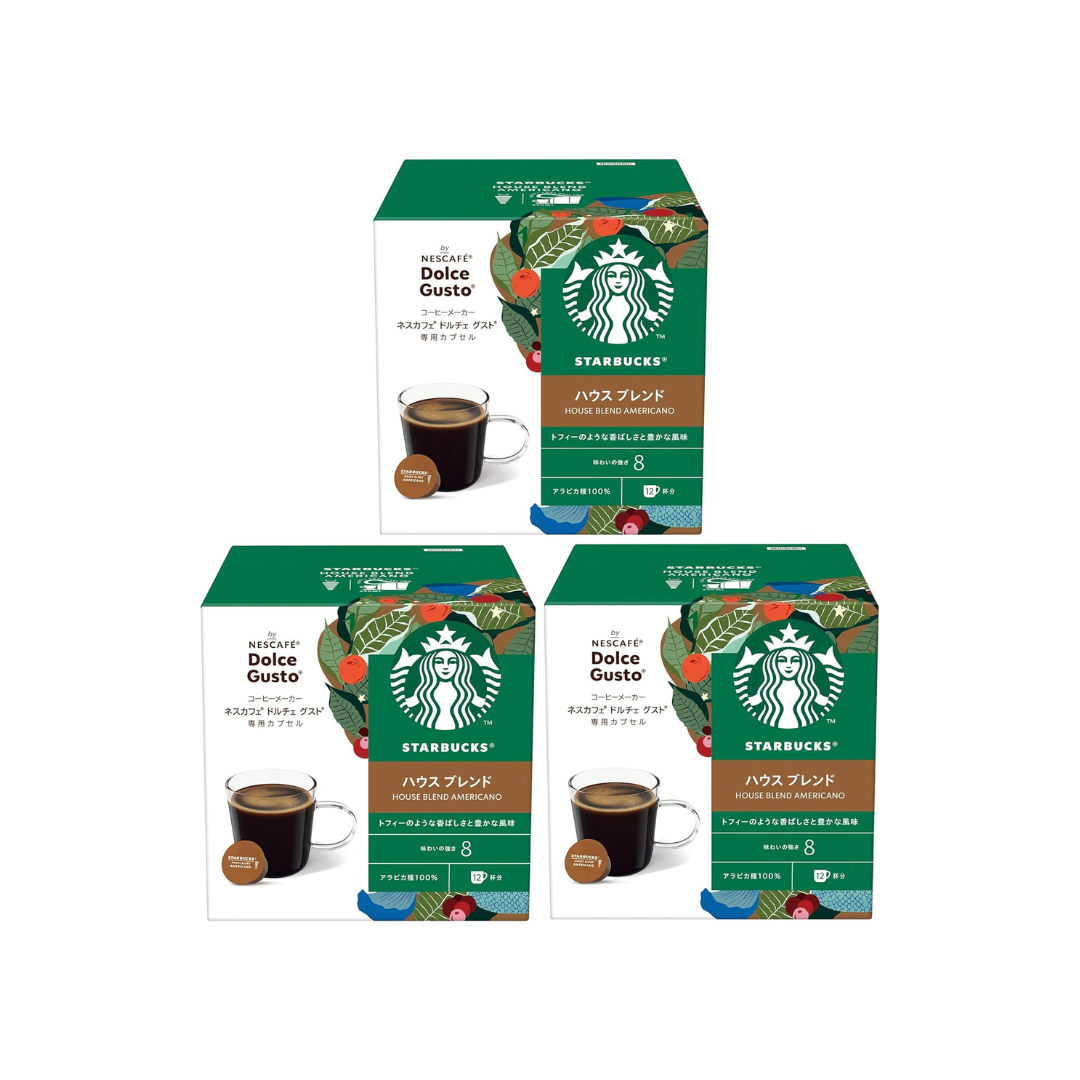 Nescafe Dolce Gusto Original Starbucks House Blend Capsules 12P x 3 Boxes | Regular Black Coffee Pods | No Neo Compatible