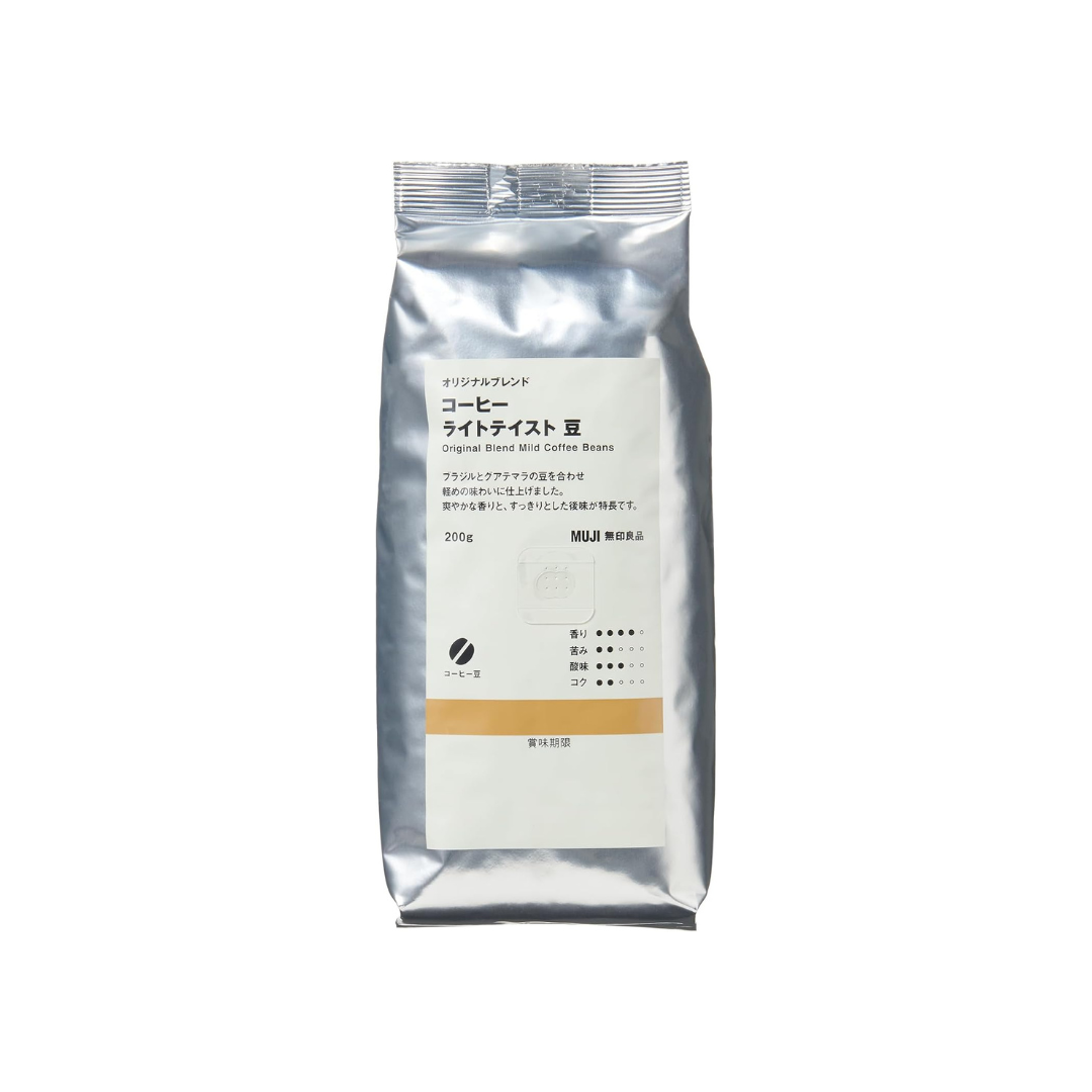 MUJI Original Blend Coffee Beans Light Roast 200g | Bright &amp; Smooth Whole Beans | Delicate Aroma | Everyday Coffee