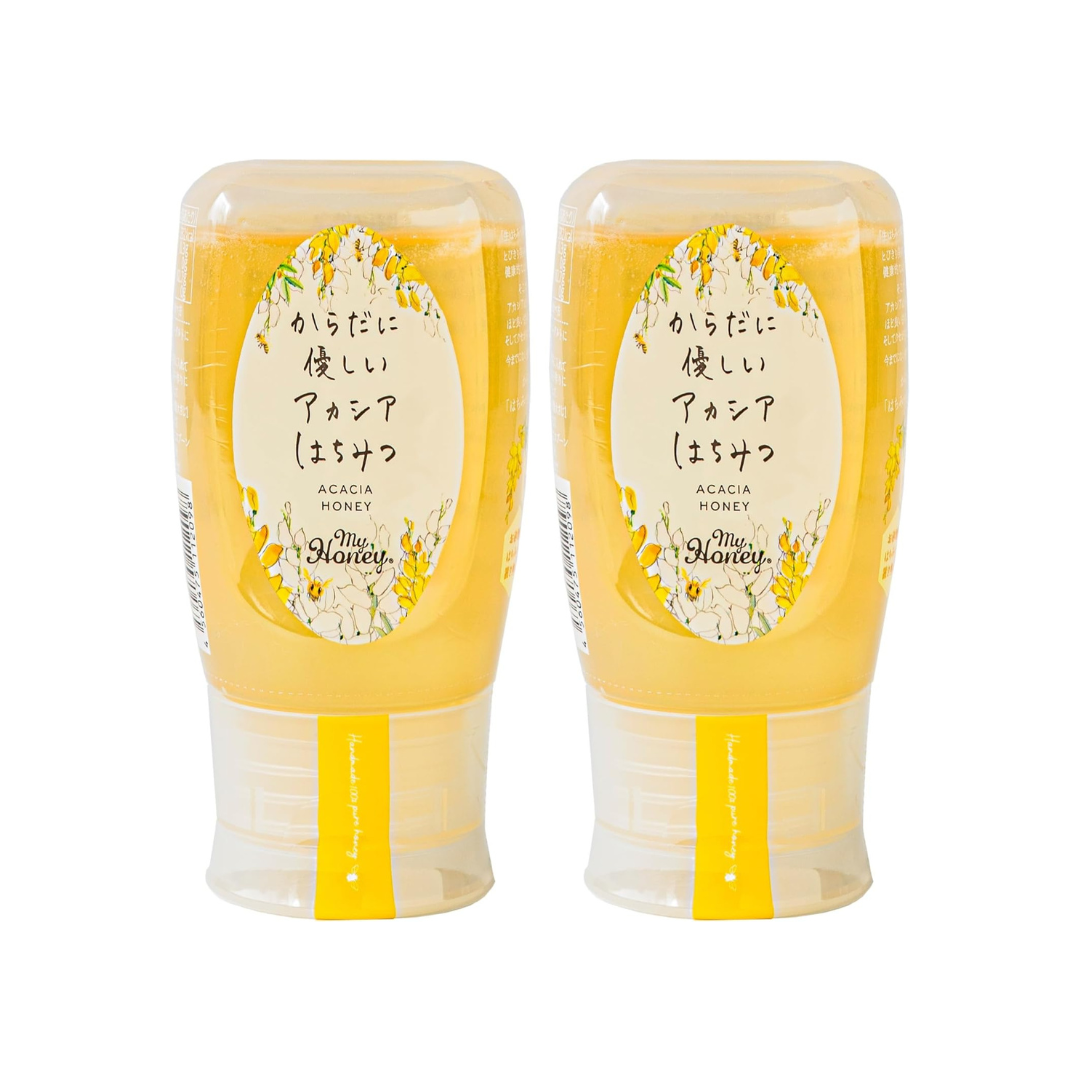 MYHONEY Raw Unheated Acacia Honey 300g × 2 Tube Bottles | 100% Pure Hungarian Honey | No Additives