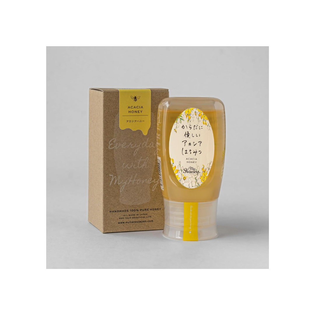 MY HONEY Unheated Acacia Honey 300g Tube Bottle | 100% Hungarian Raw Acacia Honey | Additive-Free | Gift Box Edition | Made in Japan