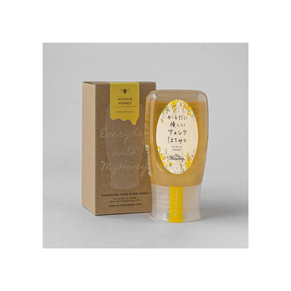 MY HONEY Unheated Acacia Honey 300g Tube Bottle | 100% Hungarian Raw Acacia Honey | Additive-Free | Gift Box Edition | Made in Japan