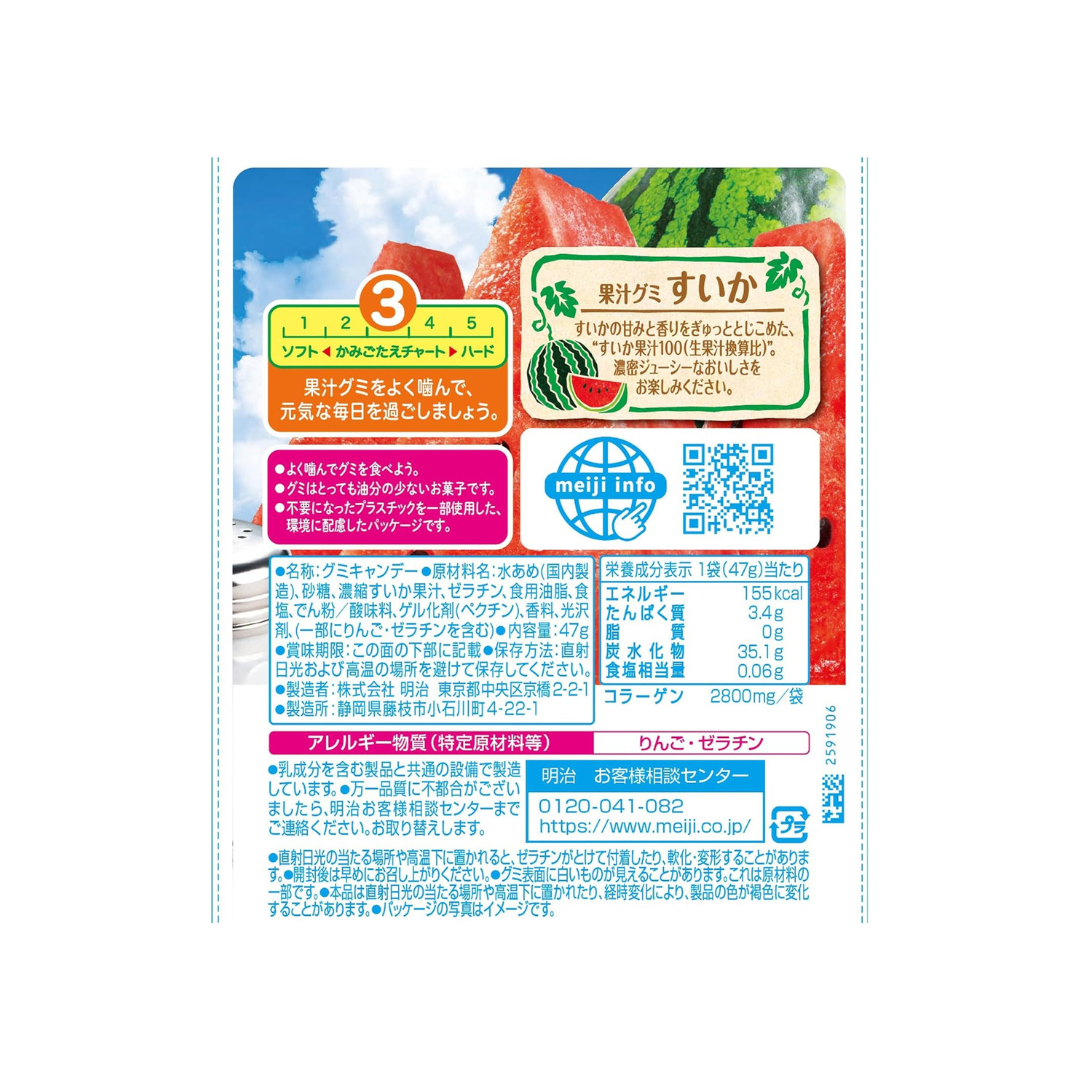 Meiji Watermelon Juice Gummy 47g | Pack of 2 | Made in Japan