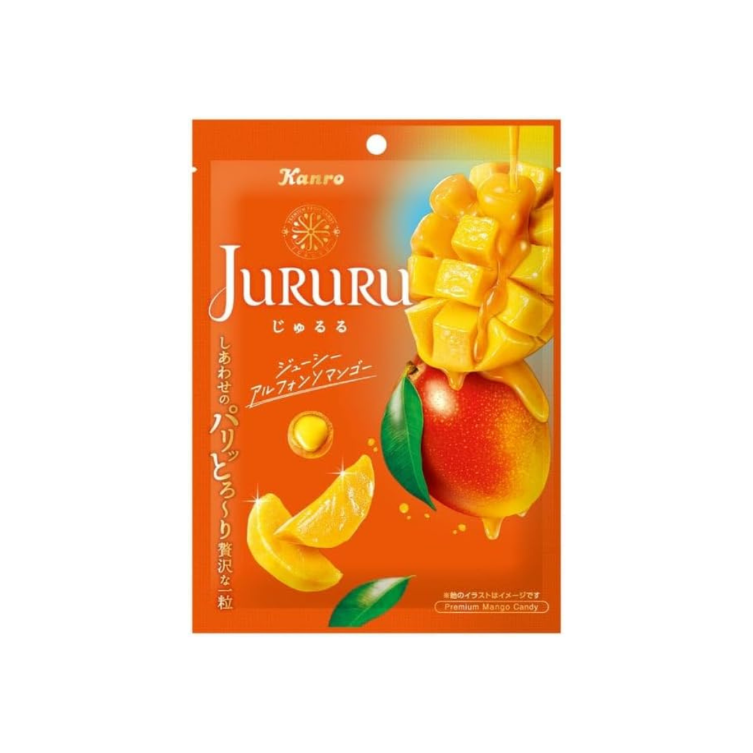 Kanro Jurururu Alphonso Mango Candy, 2.1 oz (60 g) | Pack of 2 | Made in Japan