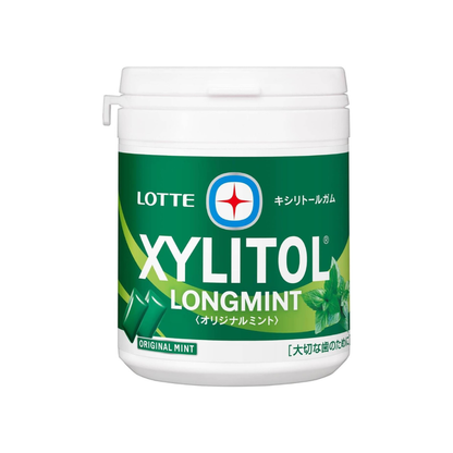 Lotte Xylitol Gum, Long Mint (Original Mint), Family Bottle, 4.8 oz (133 g) | Made in Japan