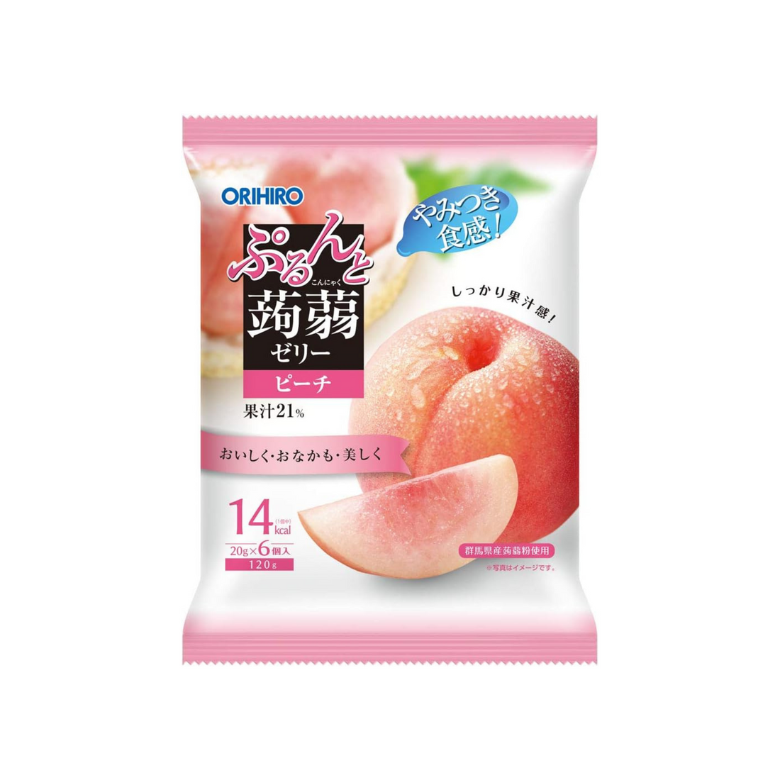 ORIHIRO Purunto Konjac Jelly Peach (20g x 6 pieces) | Pack of 2 | Made in Japan