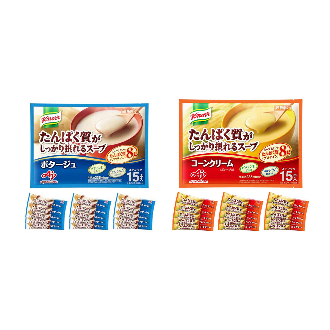 Ajinomoto Knorr high-protein potage and corn cream soup two-flavour bundle