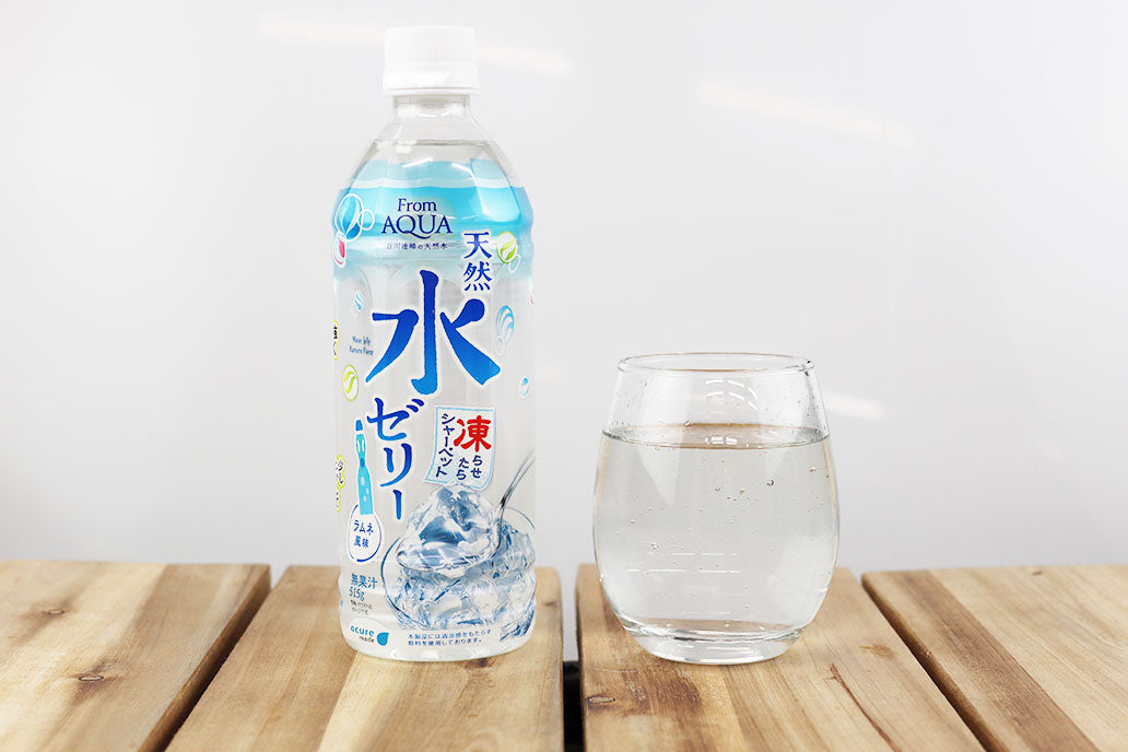 From AQUA Ramune flavour water jelly bottle served chilled