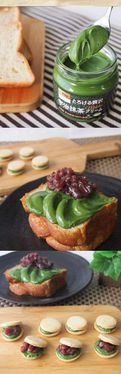 Smooth green texture of Kanpy Uji Matcha Cream