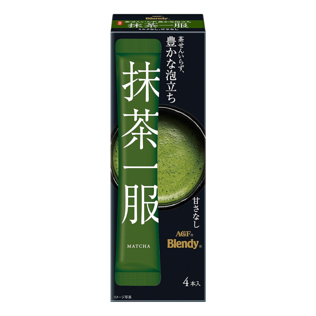 AGF Blendy Matcha Tea No Milk 4 Sticks | Pack of 2 | Made in Japan