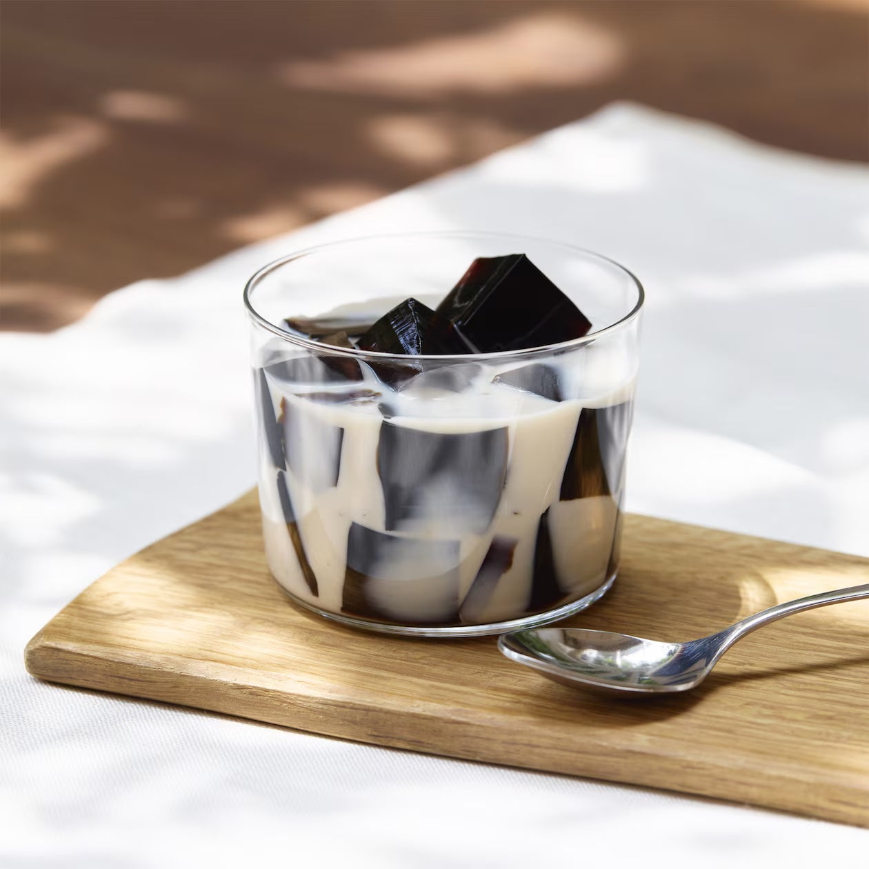MUJI coffee jelly served chilled with milk