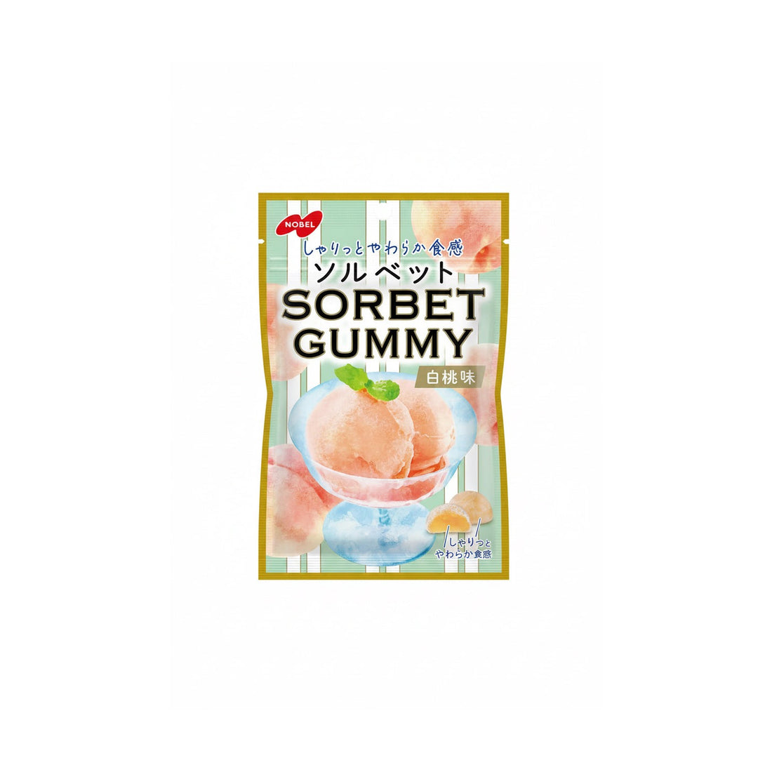 Nobel Sorbet Gummy White Peach 50g – Pack of 2 | Japanese Gummy Candy product image