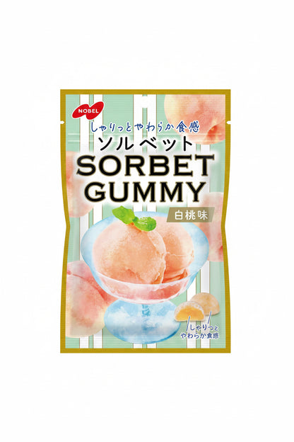 Nobel Sorbet Gummy White Peach 50g Japanese gummy candy Pack of 2