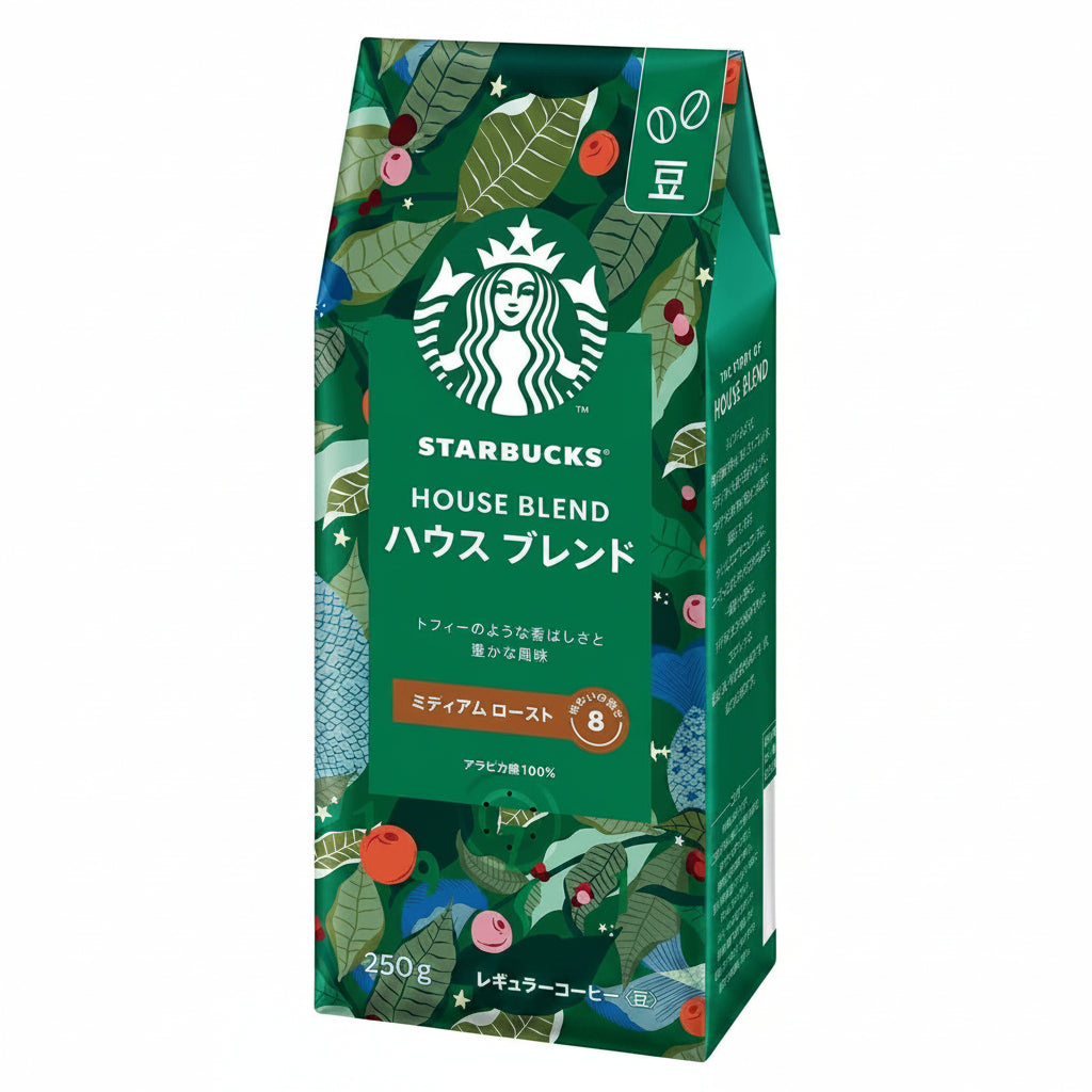 Starbucks Japan House Blend medium roast whole coffee beans 250g front pack on square background