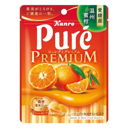 Kanro Pure Gummy Premium Ehime Unshu Mandarin Orange Gummies 54g | Pack of 3