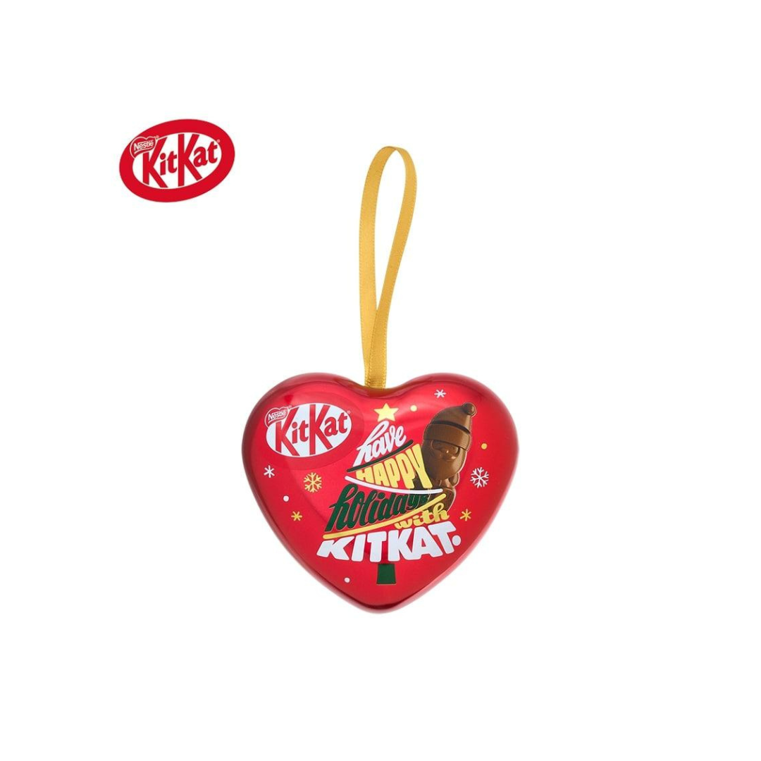 KitKat Holiday Santa Chocolate Heart Ornament Tin | 3 Kitkats Inside | Made in Japan | Christmas Decoration | Gift | Japanese Kitkat