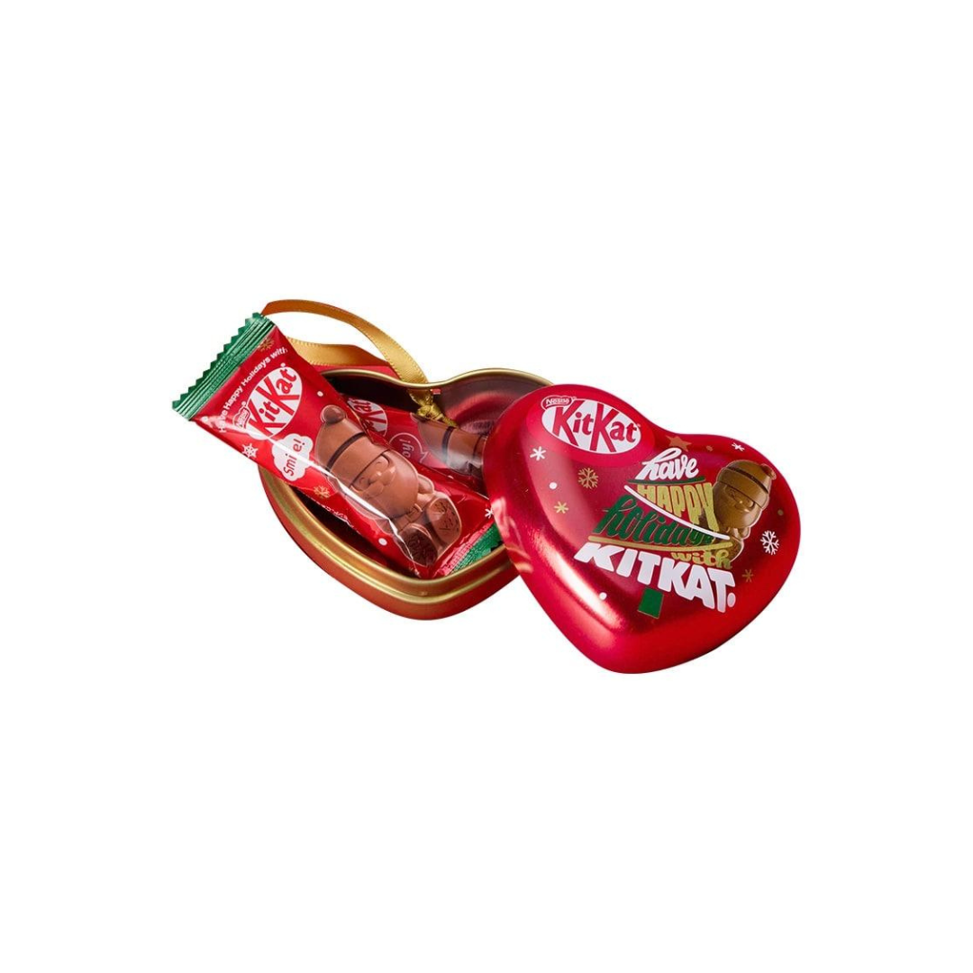 KitKat Holiday Santa Chocolate Heart Ornament Tin | 3 Kitkats