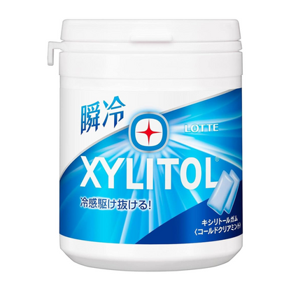 Lotte Xylitol Gum Instant Cooling (Cold Clear Mint) Family Bottle, 5.6 oz (143 g) | Made in Japan